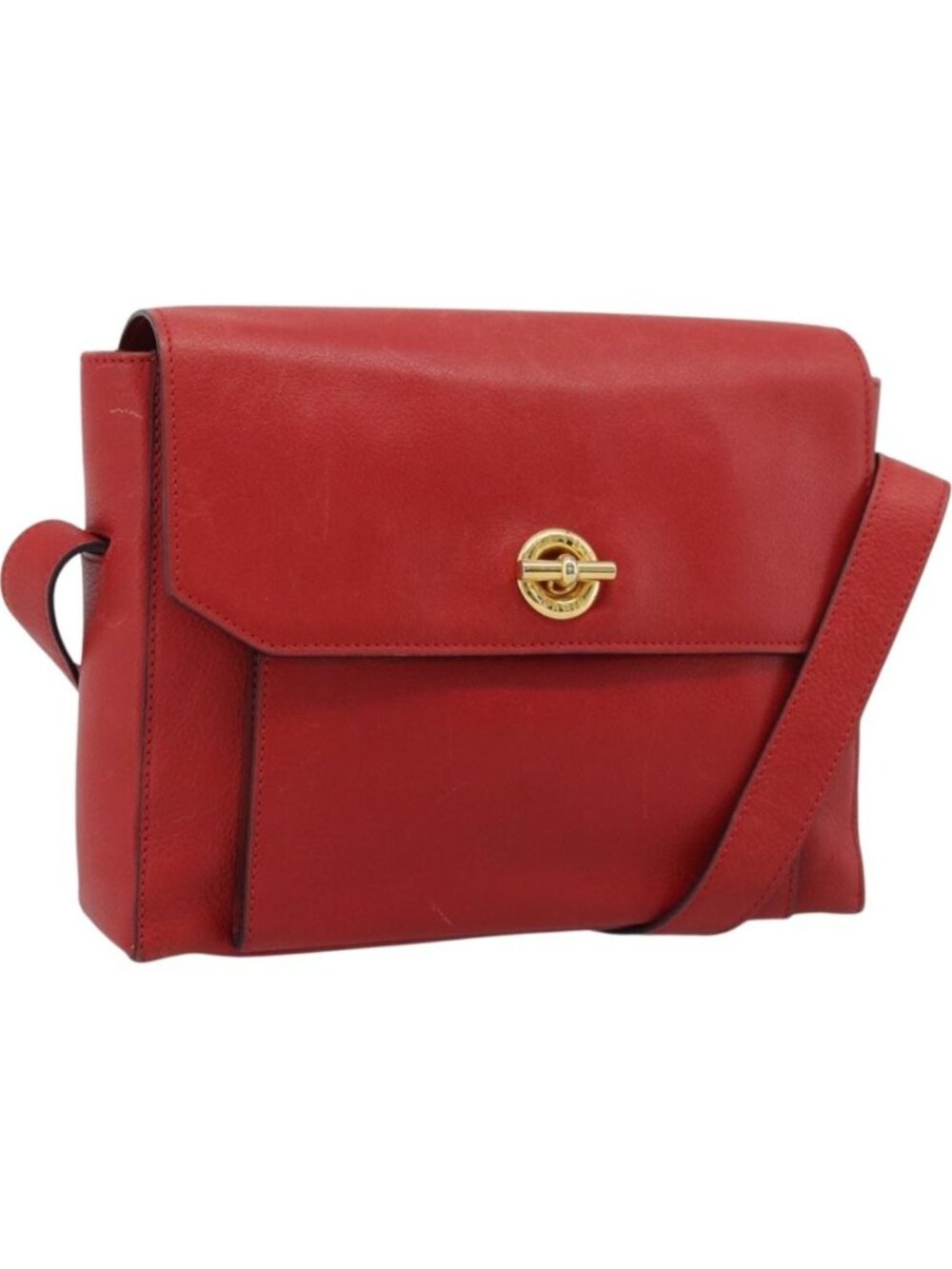 CELINE Shoulder Bag Leather Red Gold